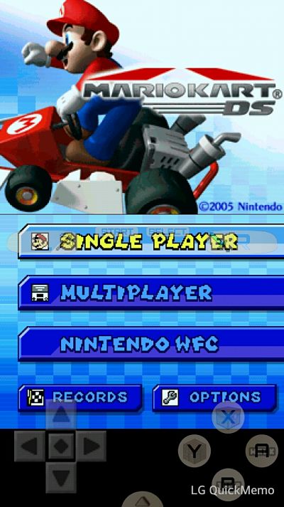 Playing Mario Kart DS using the skin.