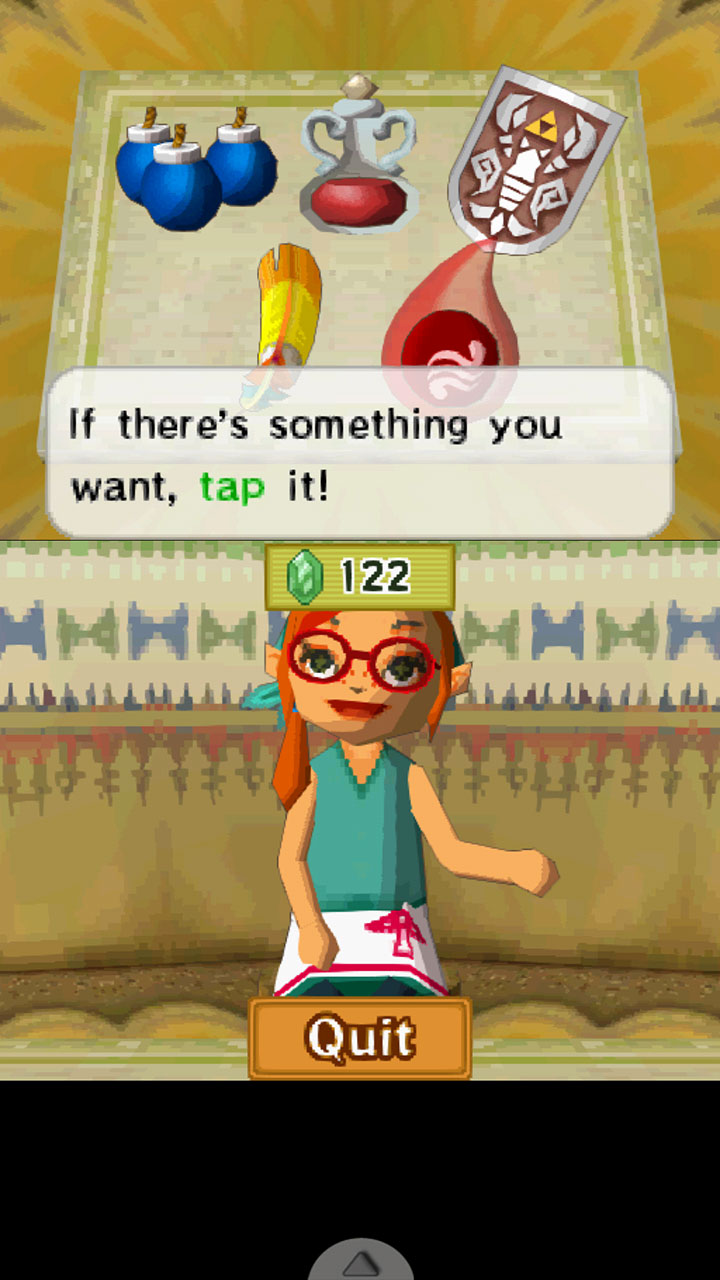 Store - Overlays like speech bubble, rupees and &quot;Quit&quot; are on the correct screen, but the rest is on the wrong side